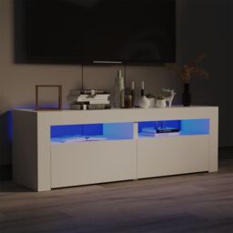 Berkfield Home TV Cabinet with LED Lights White 120x35x40 cm - Size: 120 x 35 x 40 cm