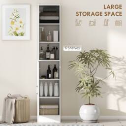Kleankin Tall Mirrored Bathroom Cabinet Bathroom Storage Cupboard Tallboy Unit in White - thumbnail 4