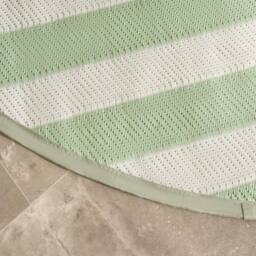 OHS Stripes Print Round Outdoor Garden Rug Waterproof Area Floor Mat in Pale Green - Size: 170 cm diameter - thumbnail 2