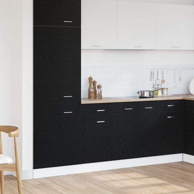 Berkfield Home Black Oak Drawer Cabinet - 50x46x81.5 cm, Made with Engineered Wood - Size: 50x46x81.5 cm - image 1