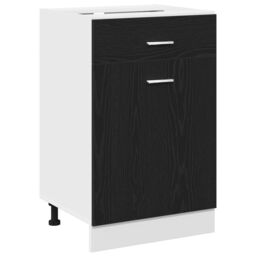 Berkfield Home Black Oak Drawer Cabinet - 50x46x81.5 cm, Made with Engineered Wood - Size: 50x46x81.5 cm - thumbnail 2