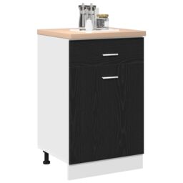 Berkfield Home Black Oak Drawer Cabinet - 50x46x81.5 cm, Made with Engineered Wood - Size: 50x46x81.5 cm - thumbnail 3