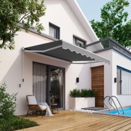 Costway 2.5 x 2M Manual Awning Canopy Garden Patio Shade Shelter Aluminium Retractable in Grey - thumbnail 6