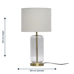 First Choice Lighting Set of 2 Walpole - Fluted Glass Brass Table Lamps with Ivory Shade in Bronze - thumbnail 7