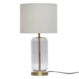 First Choice Lighting Set of 2 Walpole - Fluted Glass Brass Table Lamps with Ivory Shade in Bronze - thumbnail 2