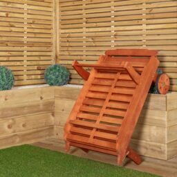 Samuel Alexander 1.9m x 0.6m Outdoor Wooden Adjustable Foldable Sunlounger with Wheels in Brown - thumbnail 3