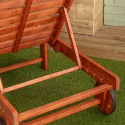 Samuel Alexander 1.9m x 0.6m Outdoor Wooden Adjustable Foldable Sunlounger with Wheels in Brown - thumbnail 7