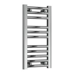 Bathroom Kingdom Diva Chrome Straight Heated Towel Rail 600x300 in Silver