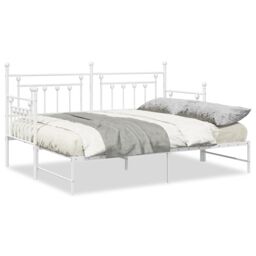 Berkfield Home Daybed Frame with Trundle in White - 80x200 cm Steel - thumbnail 4