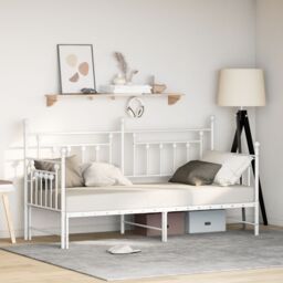 Berkfield Home Daybed Frame with Trundle in White - 80x200 cm Steel