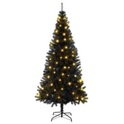 Berkfield Home Christmas Tree with 300 LEDs with Stand Black 180 cm PVC - thumbnail 2