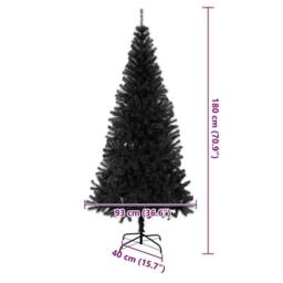 Berkfield Home Christmas Tree with 300 LEDs with Stand Black 180 cm PVC - thumbnail 9