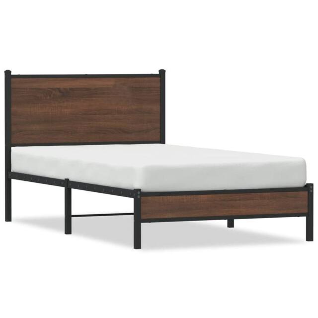Berkfield Home Metal Bed Frame without Mattress Brown Oak 100x200 cm - image 1