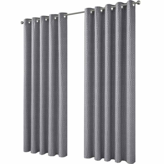 New Edge Blinds Paris Jacquard Eyelet Curtains in Grey - Size: 167 cm width x 228 cm drop - image 1
