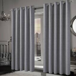 New Edge Blinds Paris Jacquard Eyelet Curtains in Grey - Size: 167 cm width x 228 cm drop - thumbnail 2