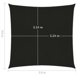 Berkfield Home Sunshade Sail 160 g/m ² Black 3.6x3.6 m HDPE - thumbnail 6