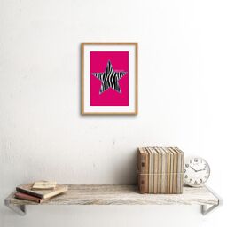 "Artery8 Wall Art Print Pink Zebra Bright Framed in Beige - Size: W7"" x H9""" - thumbnail 2