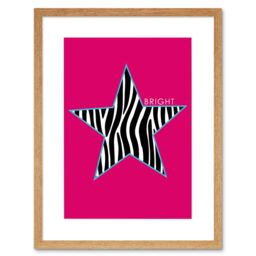 "Artery8 Wall Art Print Pink Zebra Bright Framed in Beige - Size: W7"" x H9""" - thumbnail 1