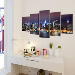 Berkfield Home Canvas Wall Print Set Colourful New York Skyline 200 x 100 cm - thumbnail 1
