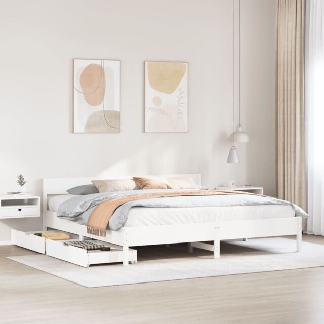 Berkfield Home Bed Frame without Mattress White 180x200 cm Super King Solid Wood Pine - image 1