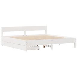 Berkfield Home Bed Frame without Mattress White 180x200 cm Super King Solid Wood Pine - thumbnail 3