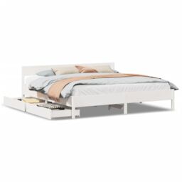 Berkfield Home Bed Frame without Mattress White 180x200 cm Super King Solid Wood Pine - thumbnail 2