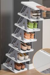 H&O Direct 7-Tier Corner Vertical Shoe Rack in Grey - thumbnail 2