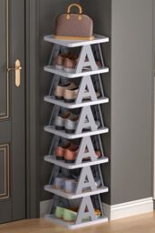 H&O Direct 7-Tier Corner Vertical Shoe Rack in Grey - thumbnail 1