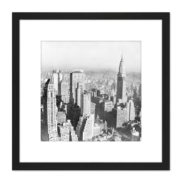 Artery8 New York City Manhattan View Vintage Photo 8X8 Inch Square Wooden Framed Wall Art Print Picture with Mount in Black - thumbnail 1