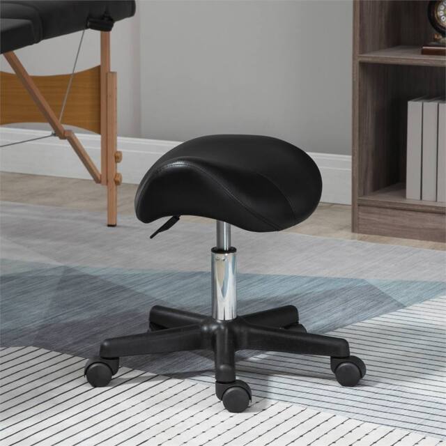 EONLION Black Saddle Stool PU Leather - Size: 100 cm - image 1