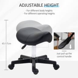 EONLION Black Saddle Stool PU Leather - Size: 100 cm - thumbnail 4