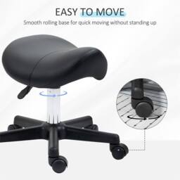 EONLION Black Saddle Stool PU Leather - Size: 100 cm - thumbnail 3