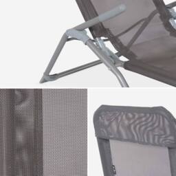sweeek Set Of 4 Textilene Folding Sun Loungers With 2 Positions in Grey - thumbnail 3