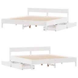 Berkfield Home Full Bed Frame without Mattress White 180x200 cm Super King Solid - thumbnail 9