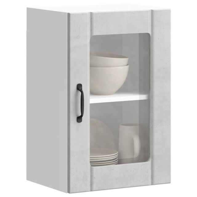 Berkfield Home Kitchen Wall Cabinet with Glass Door Lucca Concrete Grey - image 1