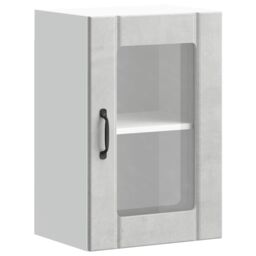 Berkfield Home Kitchen Wall Cabinet with Glass Door Lucca Concrete Grey - thumbnail 2