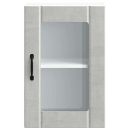 Berkfield Home Kitchen Wall Cabinet with Glass Door Lucca Concrete Grey - thumbnail 5