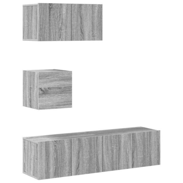 Berkfield Home 4 Piece TV Cabinet Set Grey Sonoma Engineered Wood - image 1