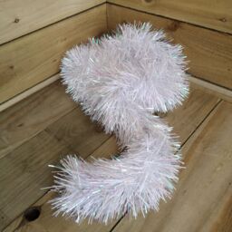 Samuel Alexander 2m x 10cm Festive Tinsel Garland Christmas Tree Decoration Iridescent White - Size: 2m x 10 cm - thumbnail 2