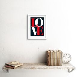 "Artery8 Wall Art Print Love Letters Simple Red Artwork Framed 9X7 Inch in White - Size: W7"" x H9""" - thumbnail 2
