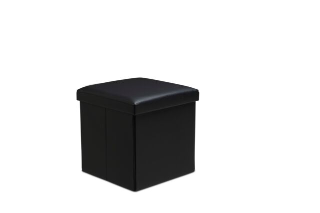 Snug City Faux Leather Storage Ottoman Storage Box With Lid Foldable - 38x38x38cm Square in Black - Size: Small - image 1