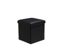 Snug City Faux Leather Storage Ottoman Storage Box With Lid Foldable - 38x38x38cm Square in Black - Size: Small - thumbnail 1