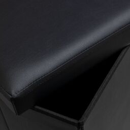 Snug City Faux Leather Storage Ottoman Storage Box With Lid Foldable - 38x38x38cm Square in Black - Size: Small - thumbnail 3