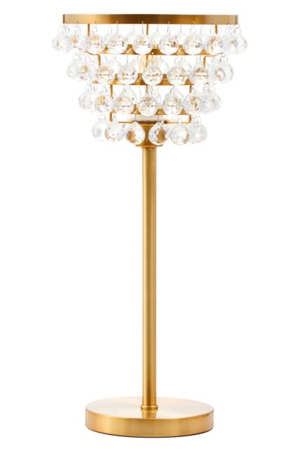 Orsina Clear Crystal Table Lamp With Black Metal Frame, Elegant Crystal Beaded Table Lamp For Living Room in Gold - image 1