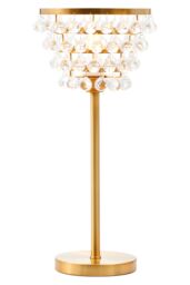 Orsina Clear Crystal Table Lamp With Black Metal Frame, Elegant Crystal Beaded Table Lamp For Living Room in Gold - thumbnail 2