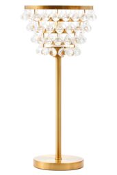 Orsina Clear Crystal Table Lamp With Black Metal Frame, Elegant Crystal Beaded Table Lamp For Living Room in Gold - thumbnail 1