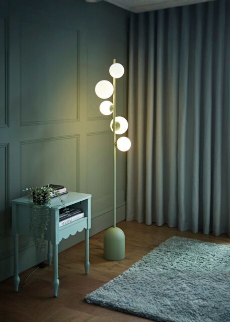 ValueLights Marlow Opaque Glass Globe 5 Way Floor Lamp with LED Bulbs in Green - image 1