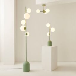 ValueLights Marlow Opaque Glass Globe 5 Way Floor Lamp with LED Bulbs in Green - thumbnail 8