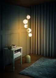ValueLights Marlow Opaque Glass Globe 5 Way Floor Lamp with LED Bulbs in Green - thumbnail 2