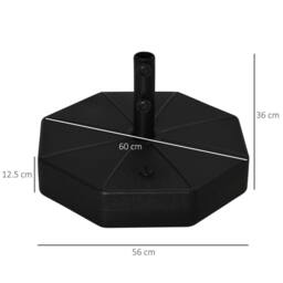 OUTSUNNY Garden Parasol Base Stand Up to 28kg Water or 40kg Sand Filled in Black - thumbnail 3
